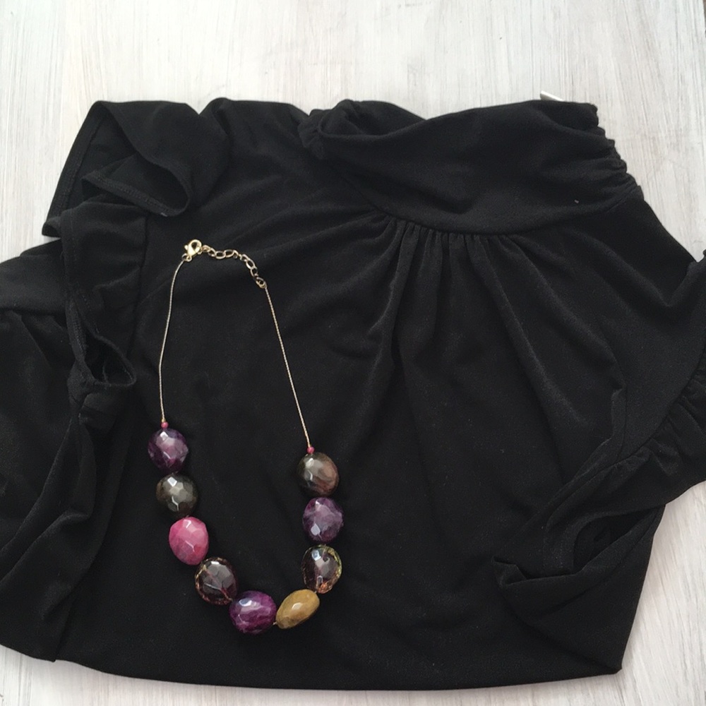 Black fluted sleeve top